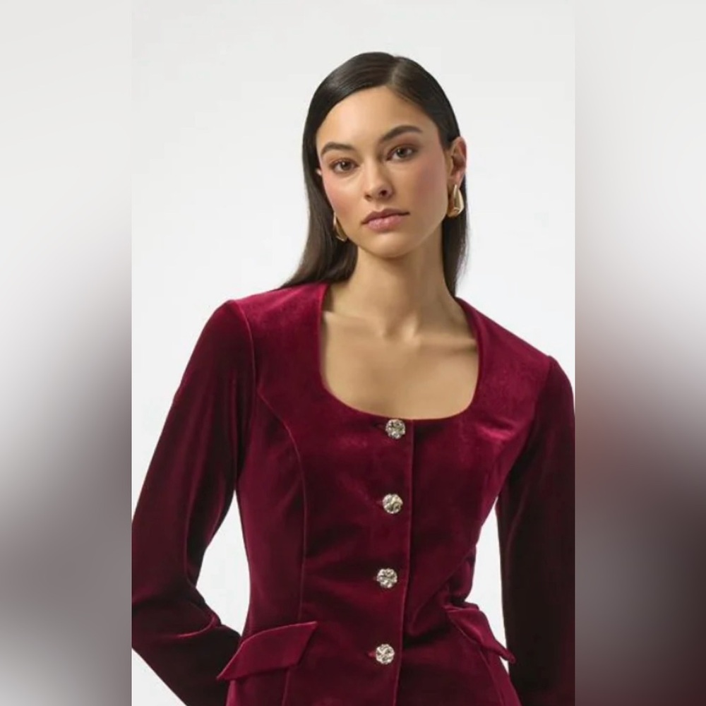 Elegant Burgundy Velvet shirt with gold Buttons